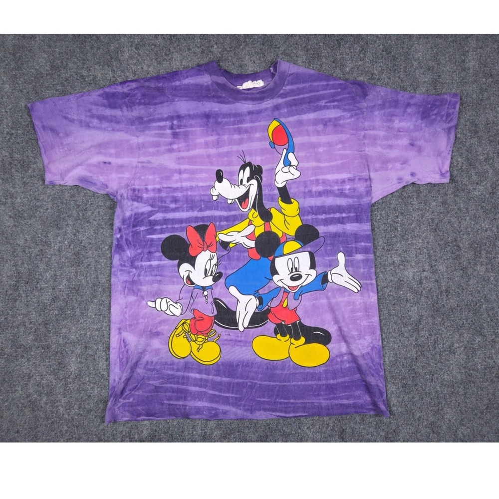Vintage Disney Mickey Mouse T-Shirt Jerry Leigh Single Stitch USA Purple XL